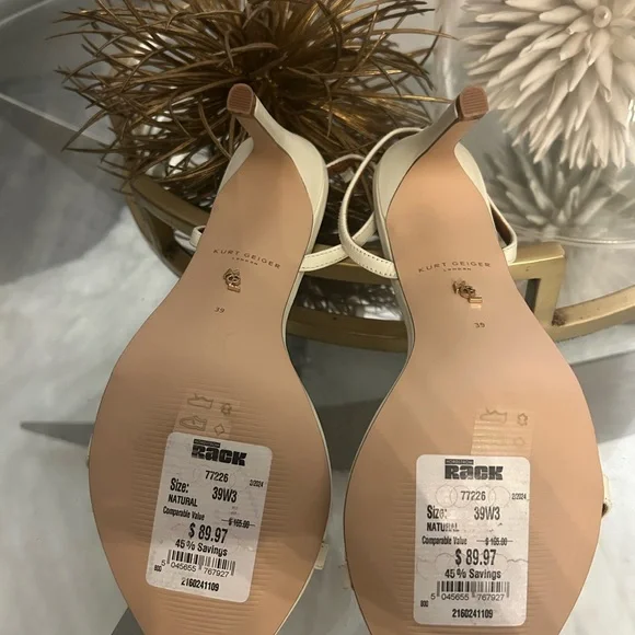 Kurt Geiger Cream & Brown Strappy Heels (NWT)Lux Nostalgia Chic | Holiday Ready - Picture 5 of 5